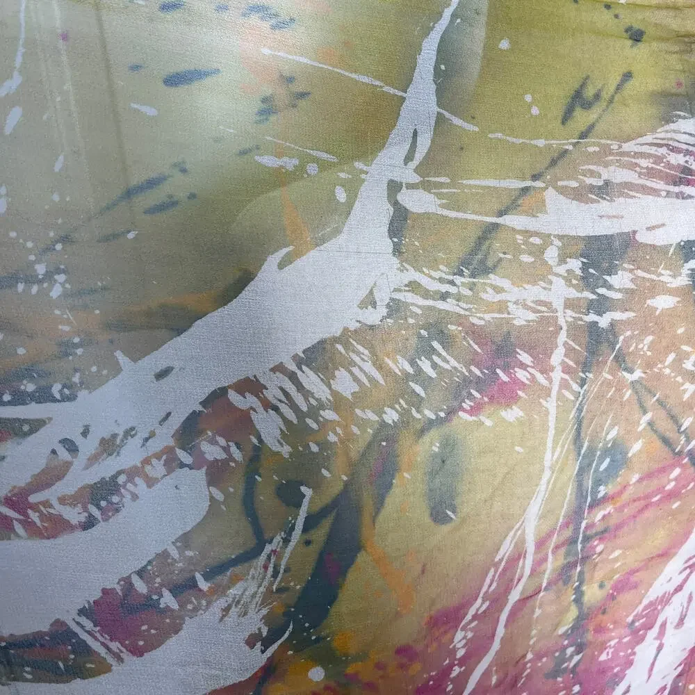 Nan Mahone Scarf Silk Artist Signed Art to Wear 66 Abstract Splatter Sheer
